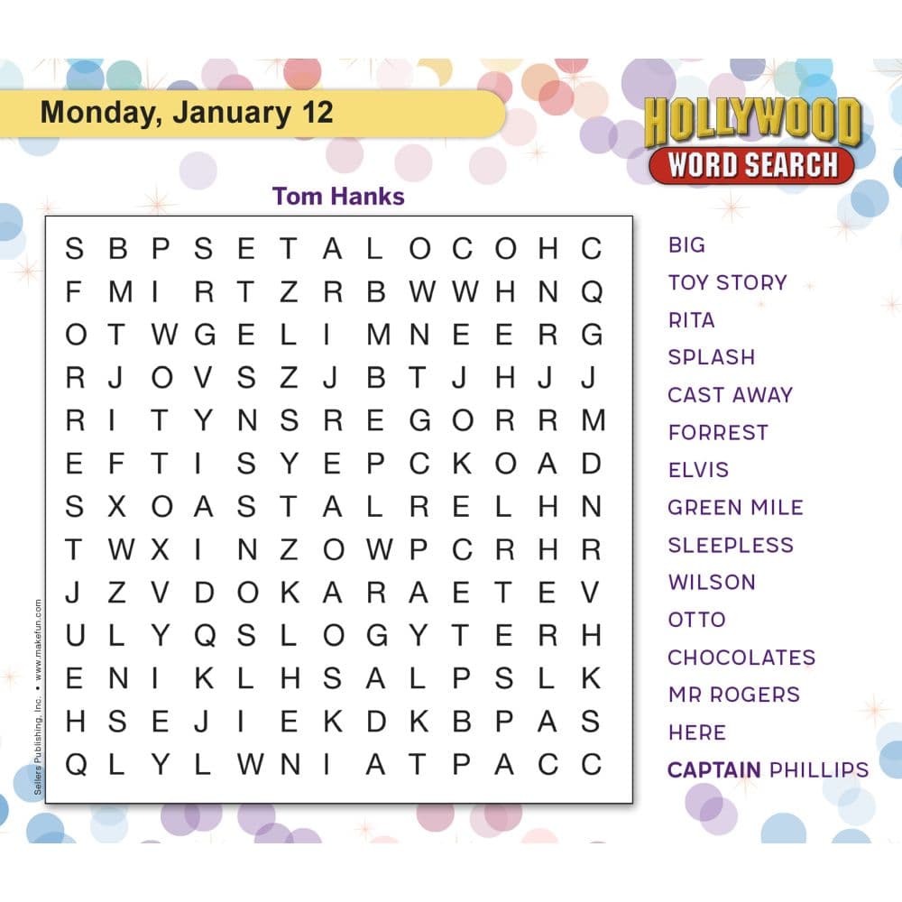 Hollywood Word Search 2026 Desk Calendar Second Alternate Image