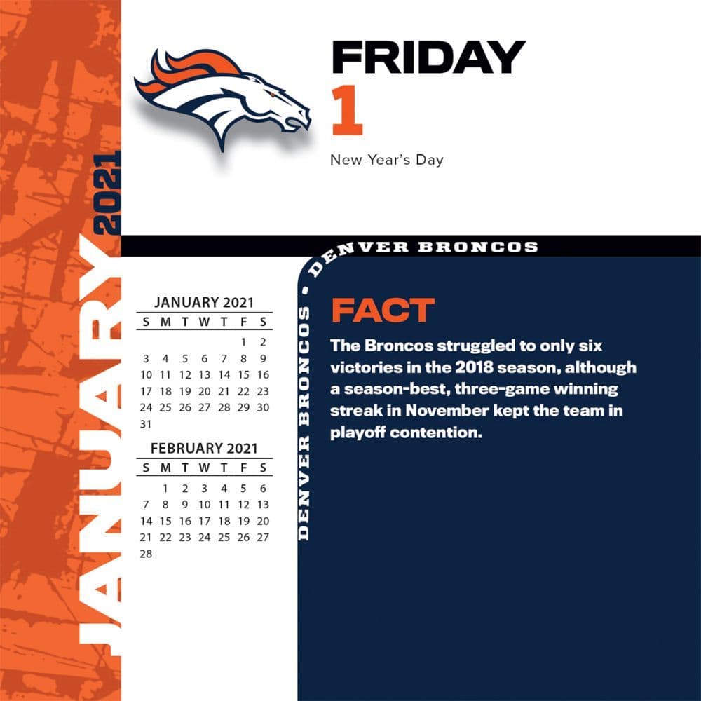 Denver Broncos Desk Calendar