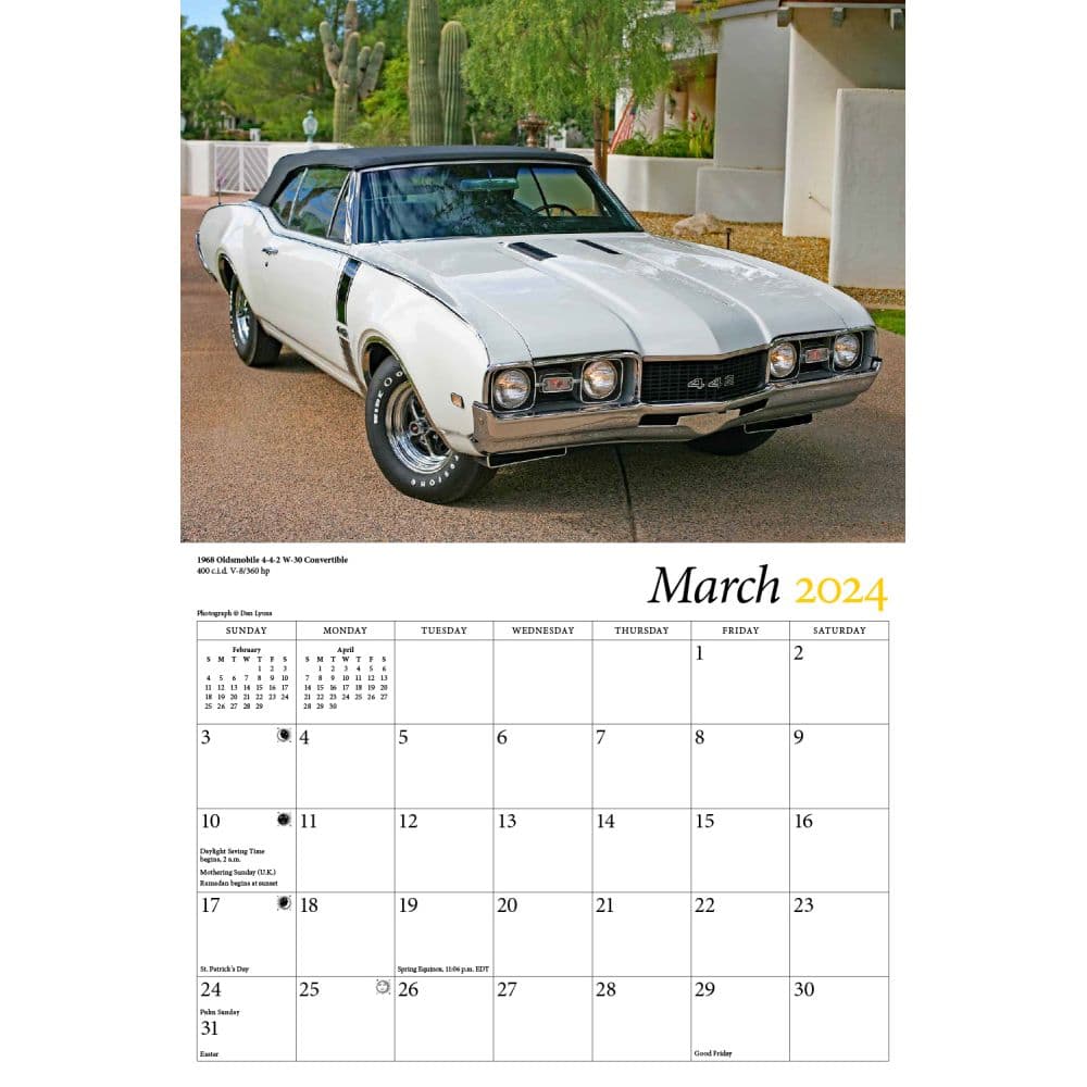 Cars Muscle 2024 Wall Calendar