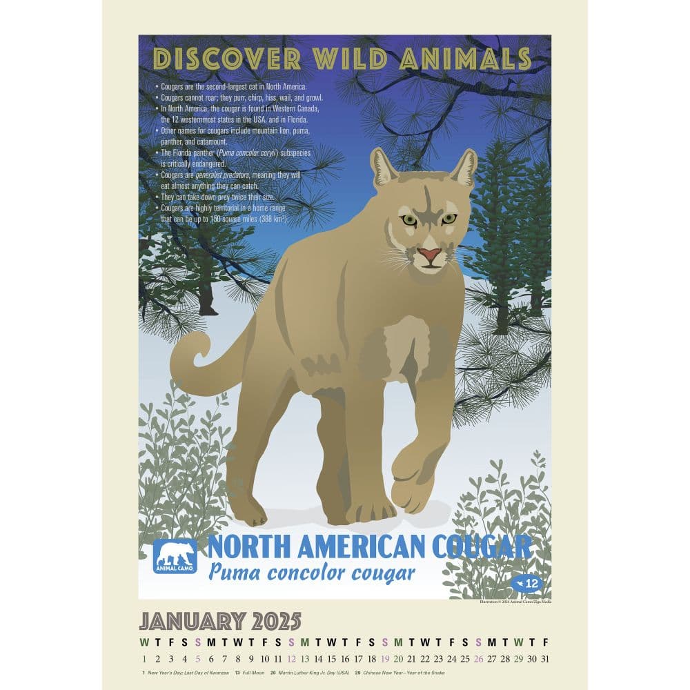 American Wildlife Poster 2025 Wall Calendar Second Alternate Image width=&quot;1000&quot; height=&quot;1000&quot;