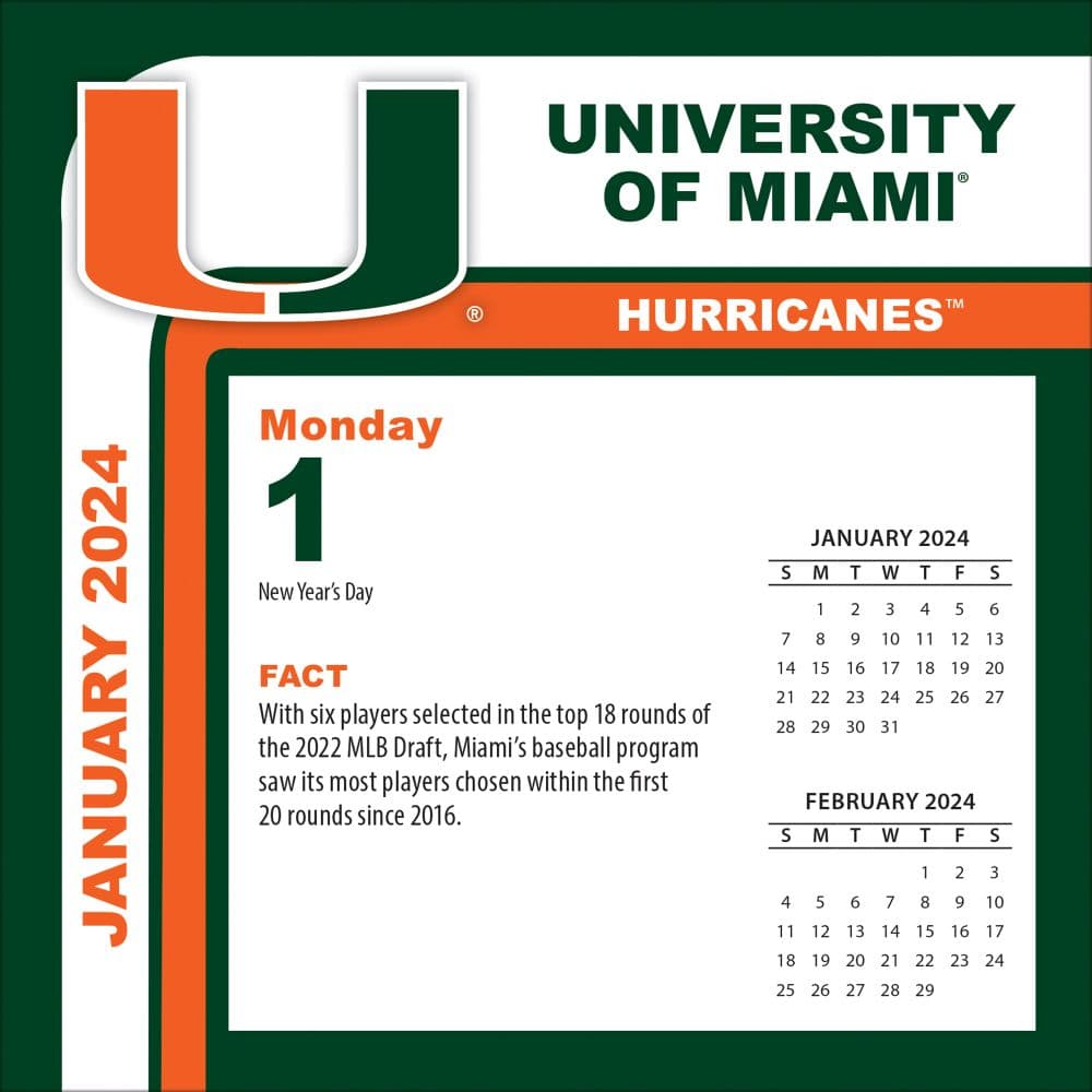 Miami Hurricanes 2024 Desk Calendar Second Alternate Image width=&quot;1000&quot; height=&quot;1000&quot;