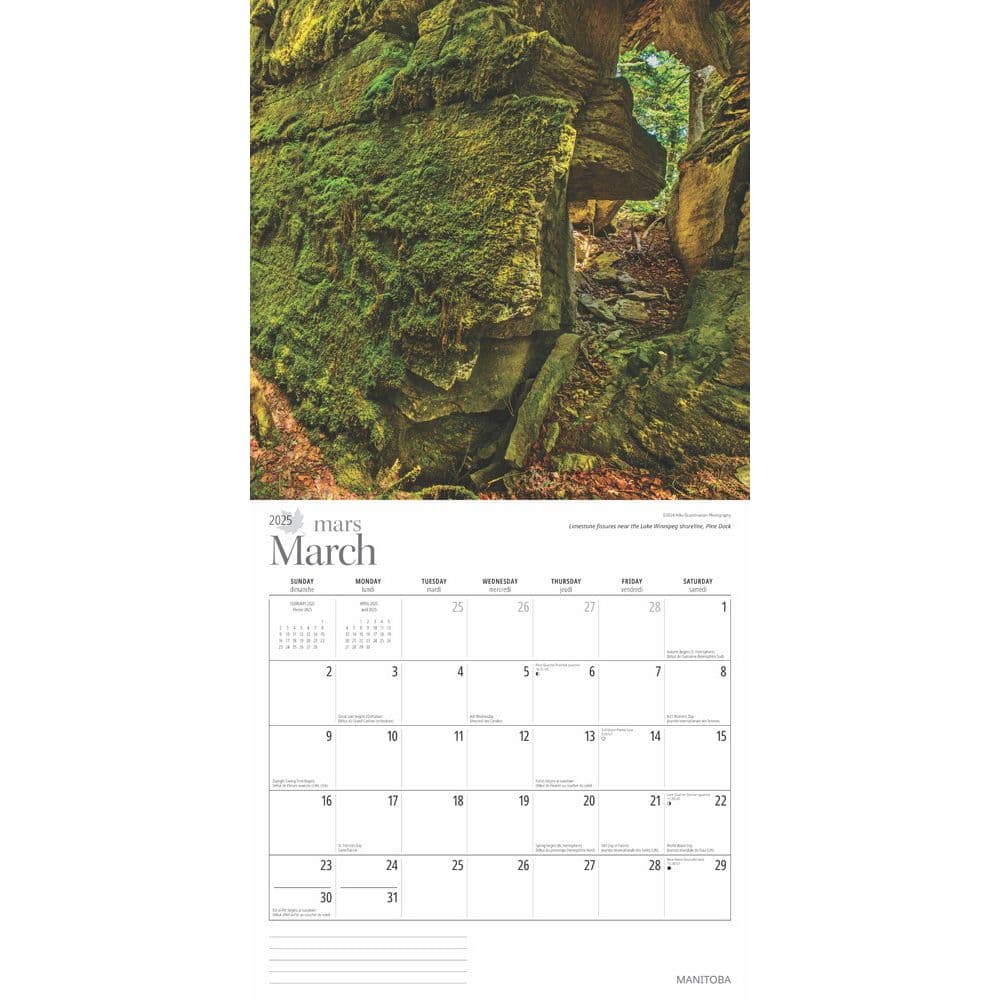 Manitoba 2025 Wall Calendar interior image