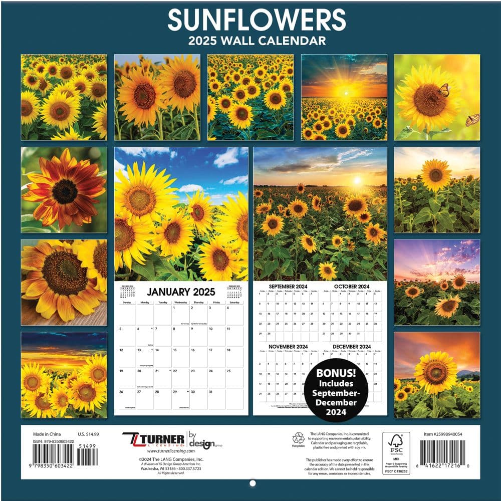 Sunflowers 2025 Wall Calendar