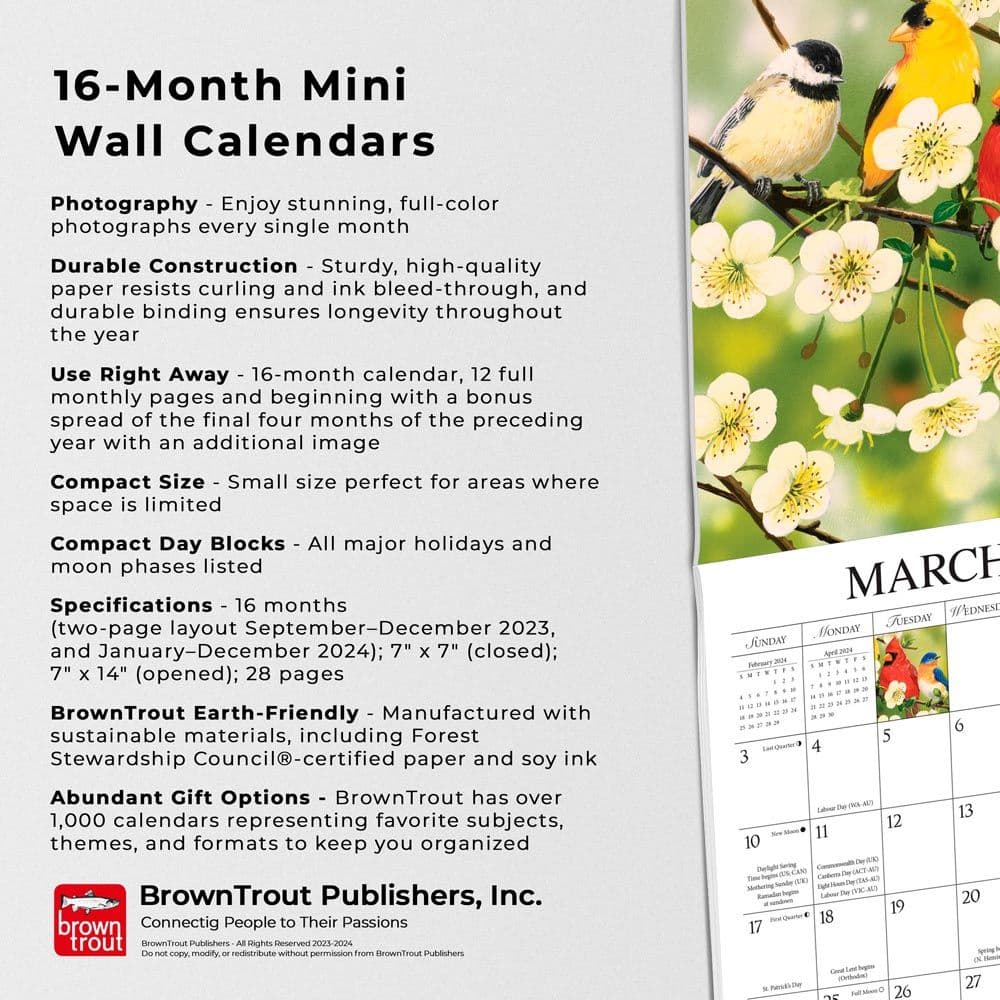 Feathered Friends 2024 Mini Wall Calendar Fourth Alternate Image width=&quot;1000&quot; height=&quot;1000&quot;