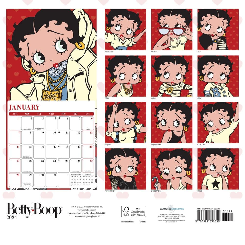 Betty Boop 2024 Wall Calendar