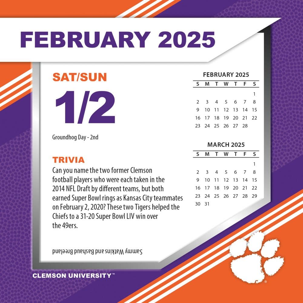 COL Clemson Tigers 2025 Desk Calendar Second Alternate Image