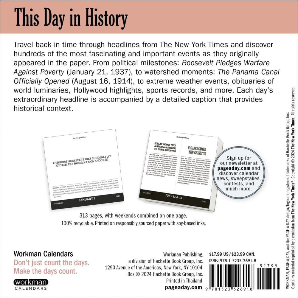 New York Times Headlines in History 2025 Desk Calendar Fourth Alternate Image width=&quot;1000&quot; height=&quot;1000&quot;