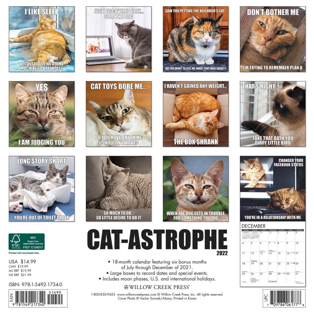 Free Shipping Cat-Astrophe 2021 Wall Calendar 