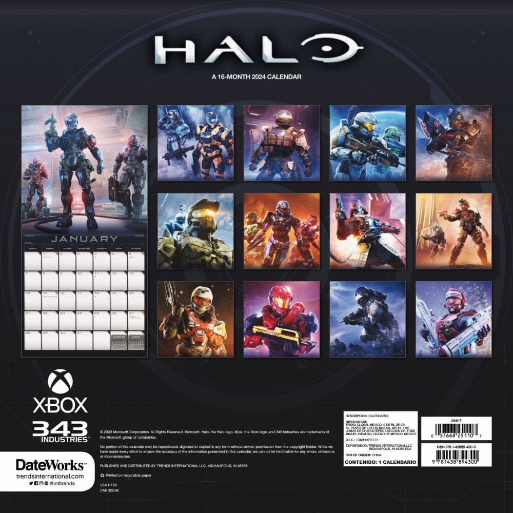 Halo 2025 Wall Calendar