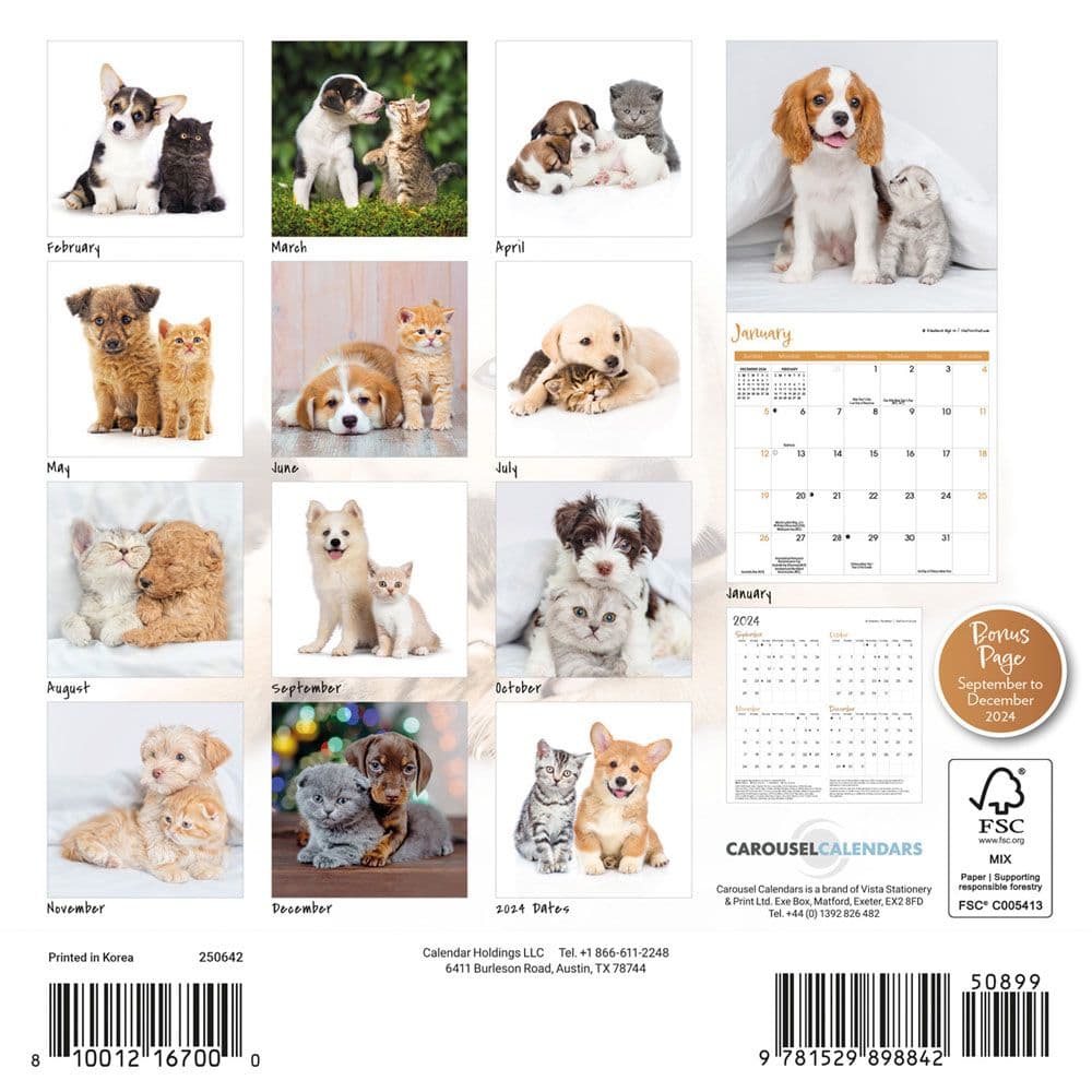 Kittens and Puppies 2025 Mini Wall Calendar Alt1