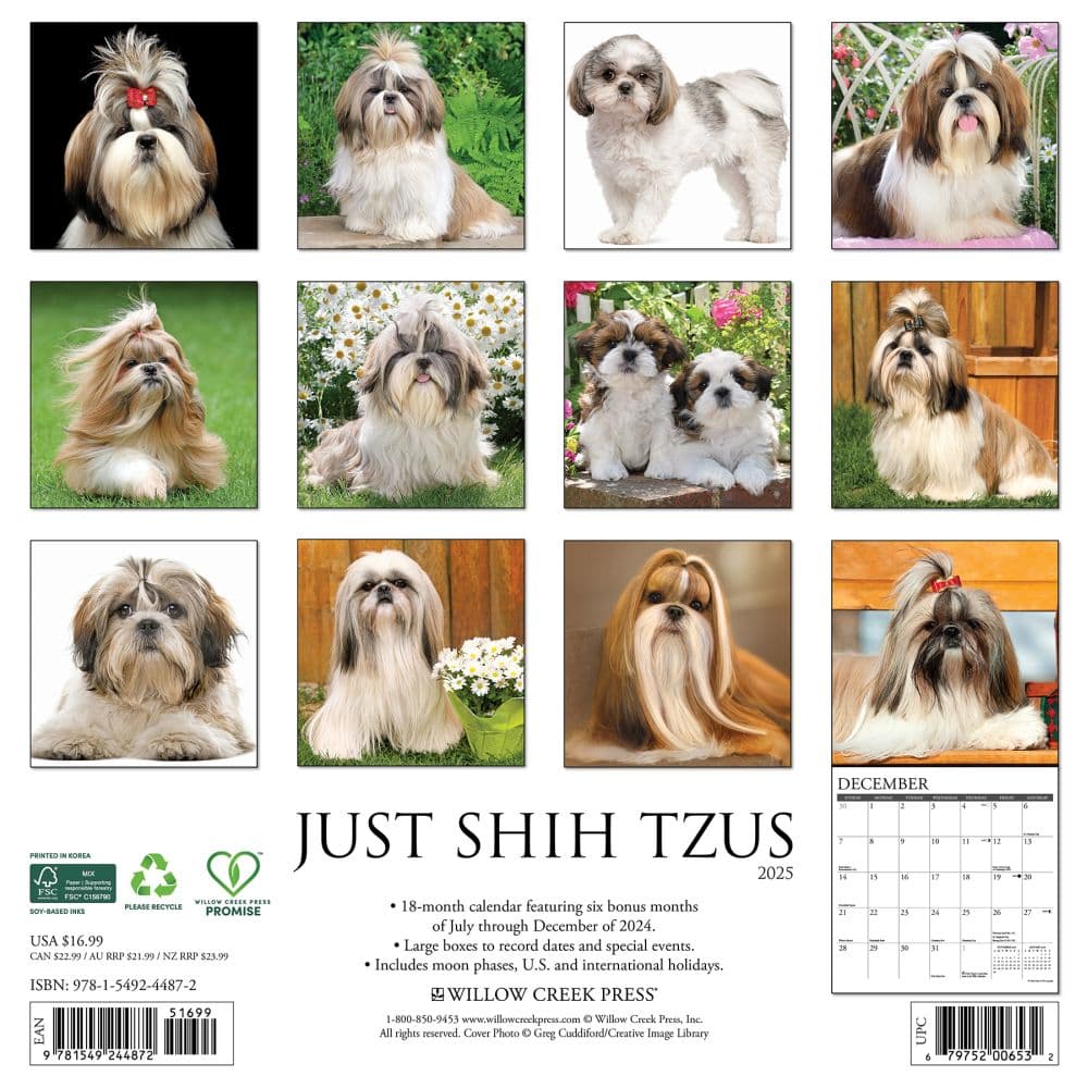Just Shih Tzus 2025 Wall Calendar