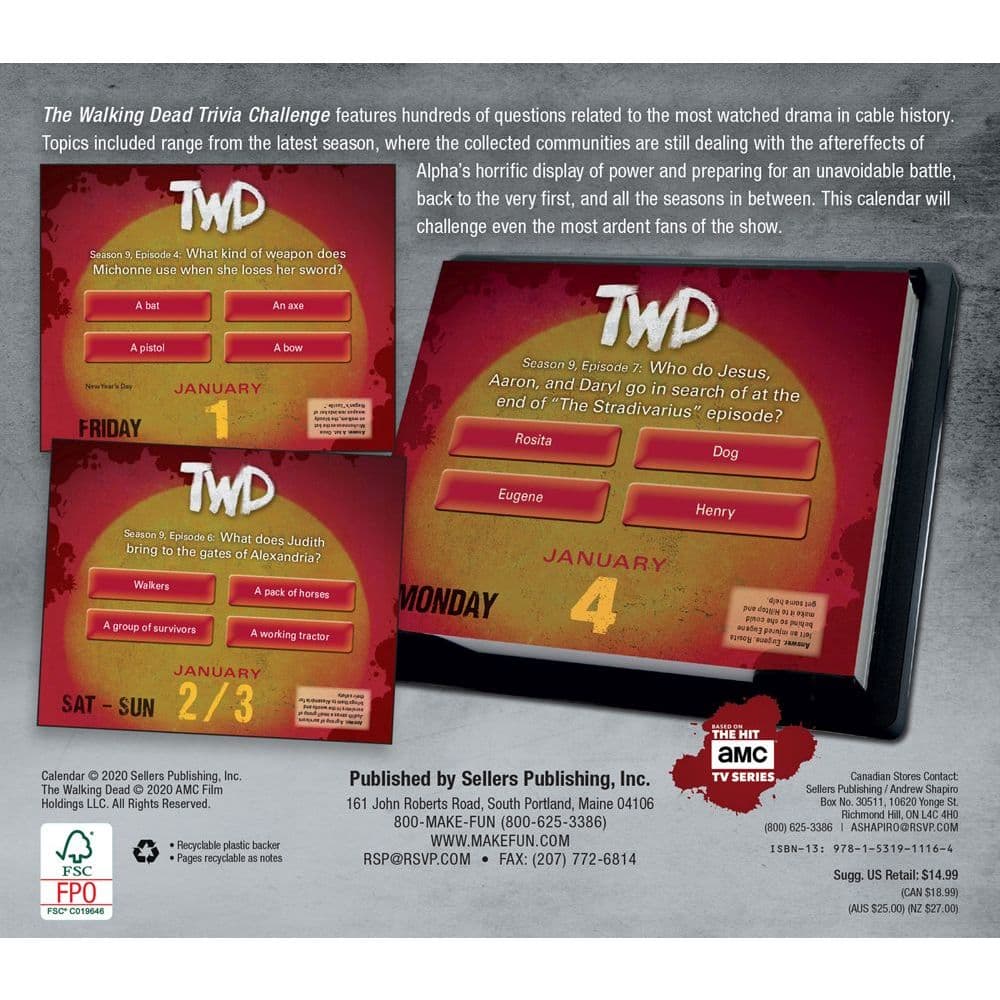 Walking Dead Trivia Desk Calendar Calendars Com