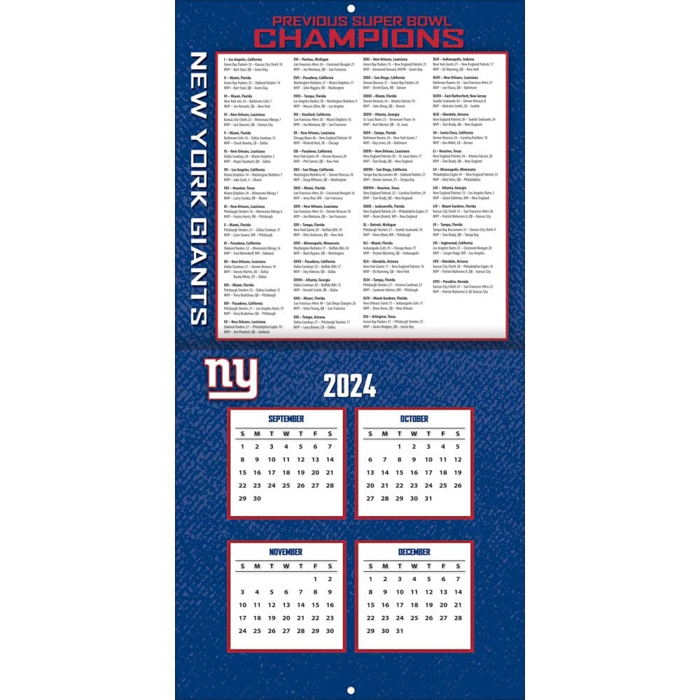 New York Giants 2025 Mini Wall Calendar First Alternate Image