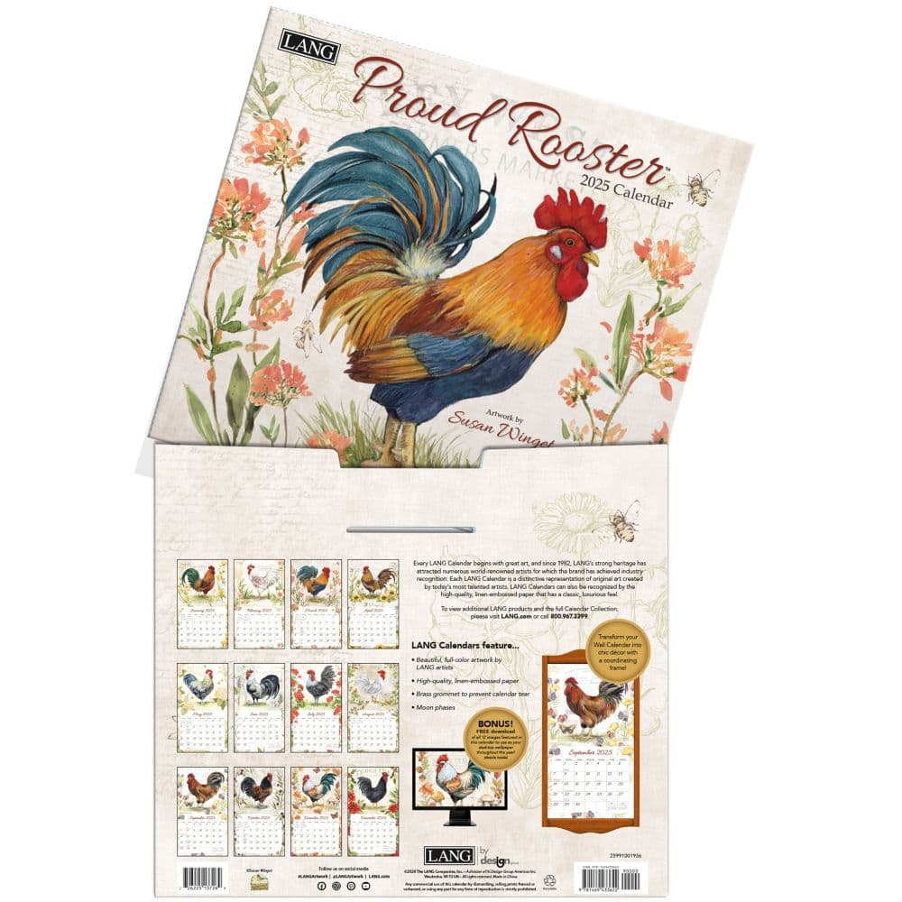 Proud Rooster by Susan Winget 2025 Wall Calendar Third Alternate Image width=&quot;1000&quot; height=&quot;1000&quot;