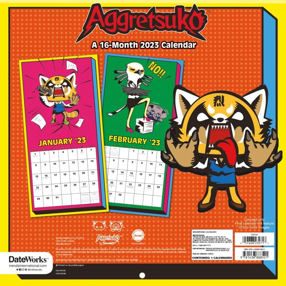 Aggretsuko 2023 Wall Calendar - Calendars.com