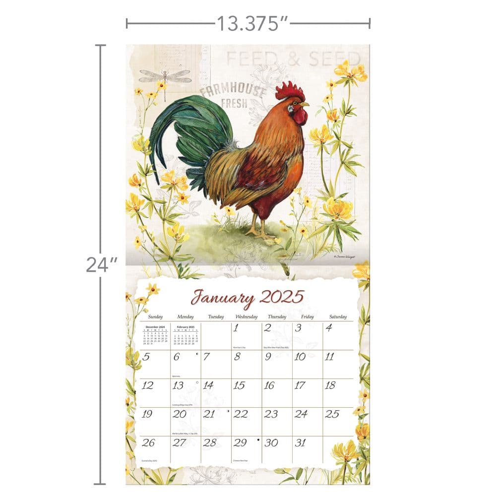 Proud Rooster by Susan Winget 2025 Wall Calendar Sixth Alternate Image width=&quot;1000&quot; height=&quot;1000&quot;