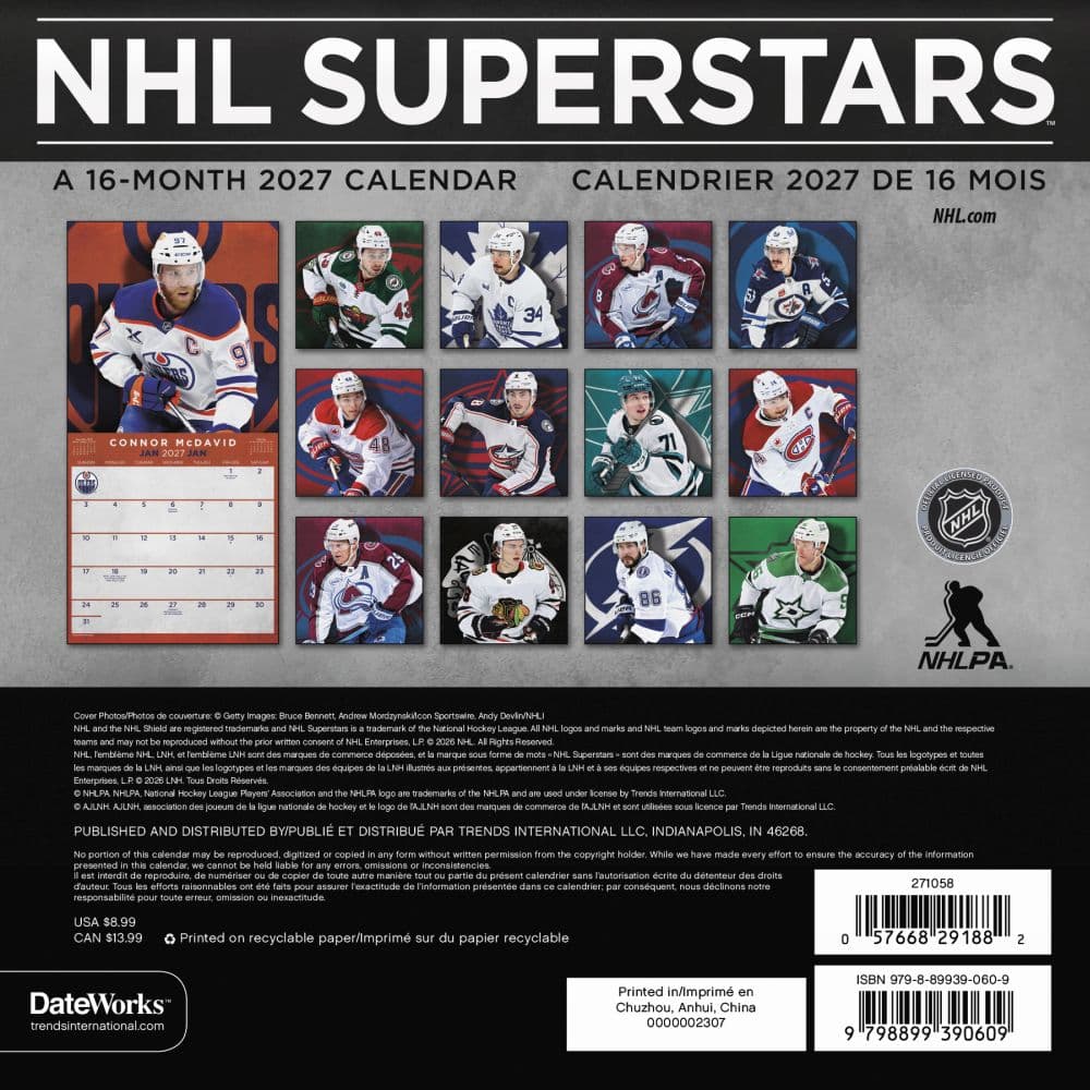 NHL Superstars -Bilingual French- 2027 Mini Wall Calendar First Alternate Image