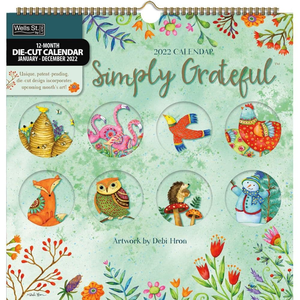 Simply Grateful 2022 DieCut Spiral Calendar
