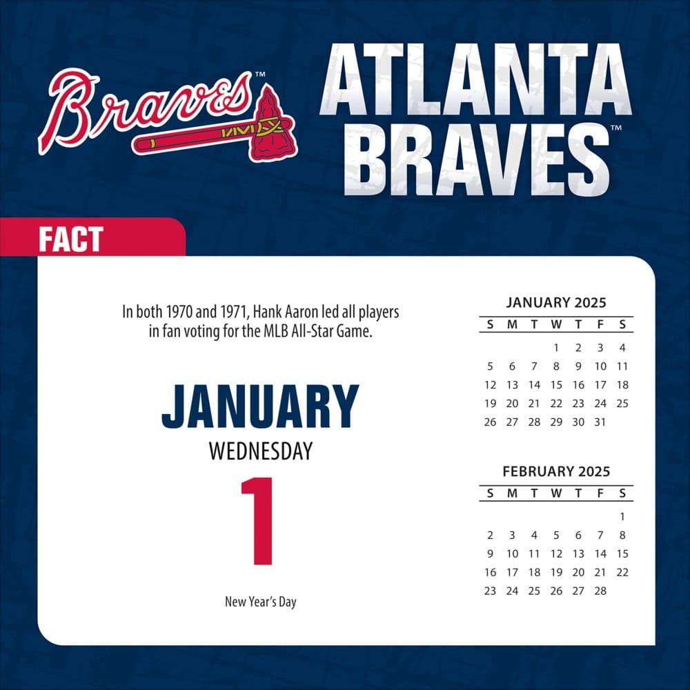 MLB Atlanta Braves 2025 Desk Calendar