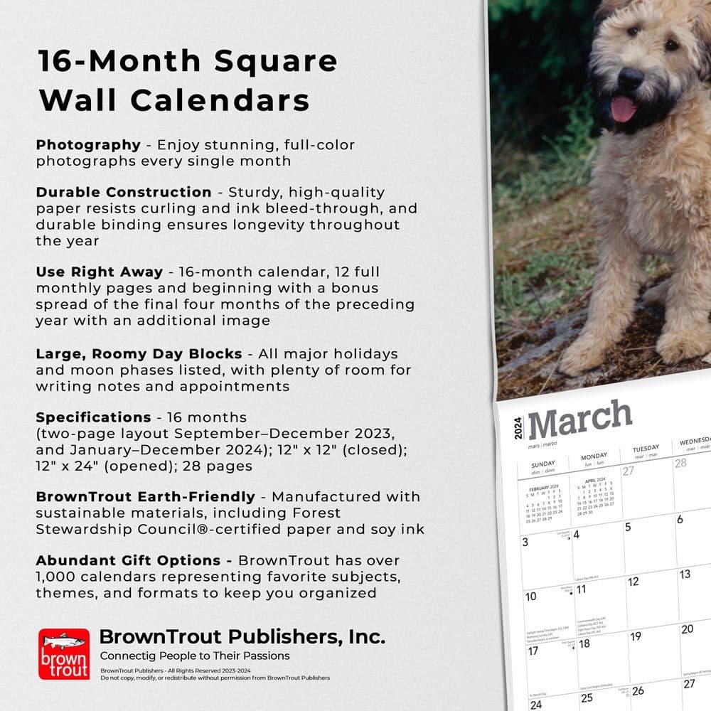 Wheaten Terriers Soft Coated 2024 Wall Calendar