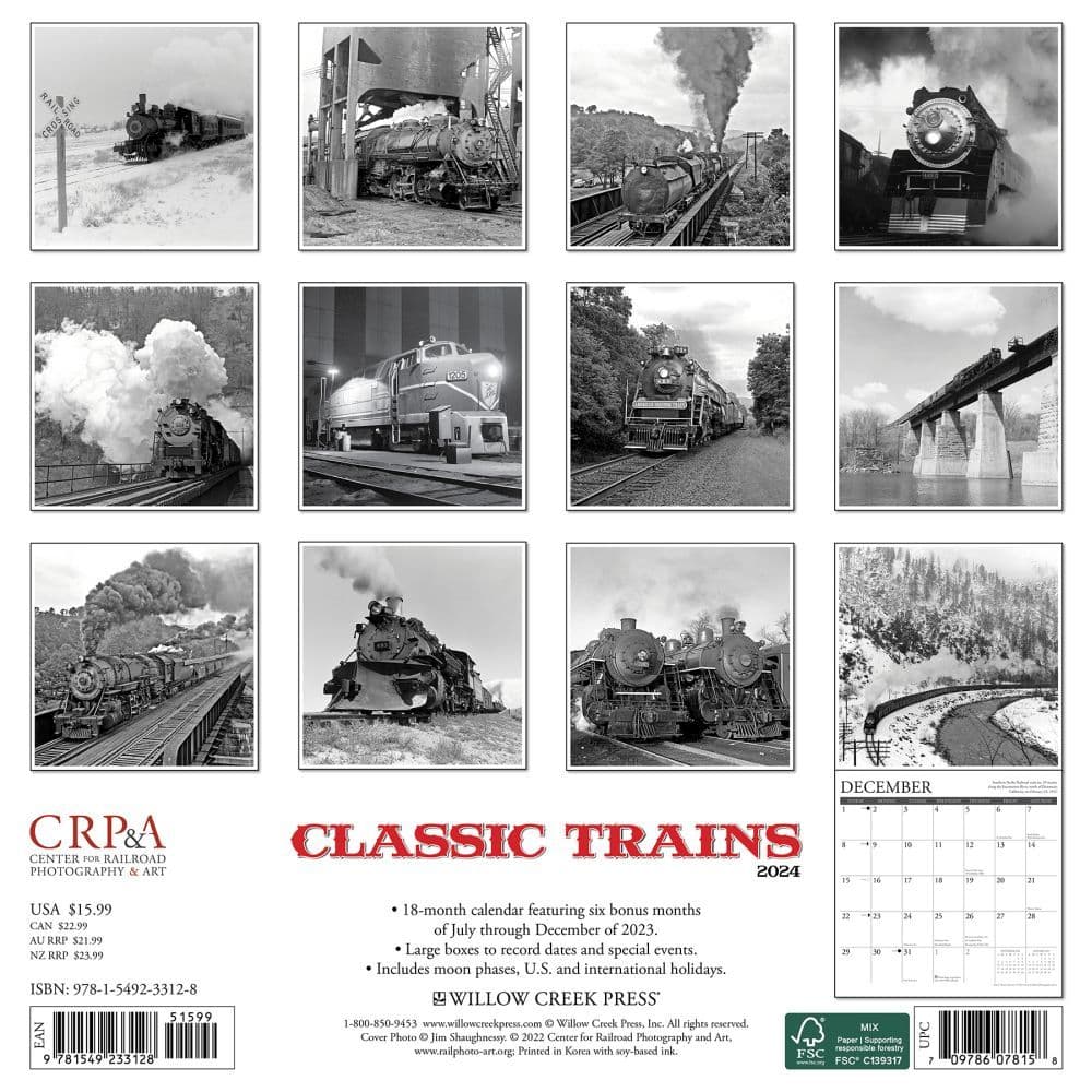 Trains Classic 2024 Wall Calendar