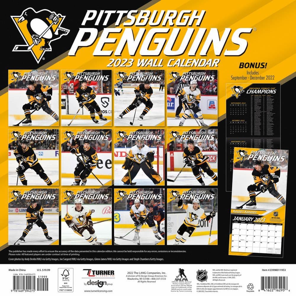 Pittsburgh Penguins Calendar 2023 NHL Pittsburgh Penguins 2023 Wall Calendar