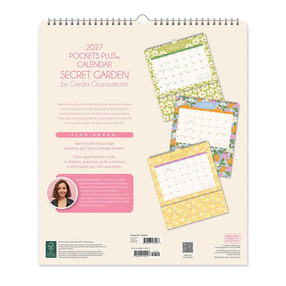 Secret Garden Pockets Plus 2027 Wall Calendar First Alternate Image