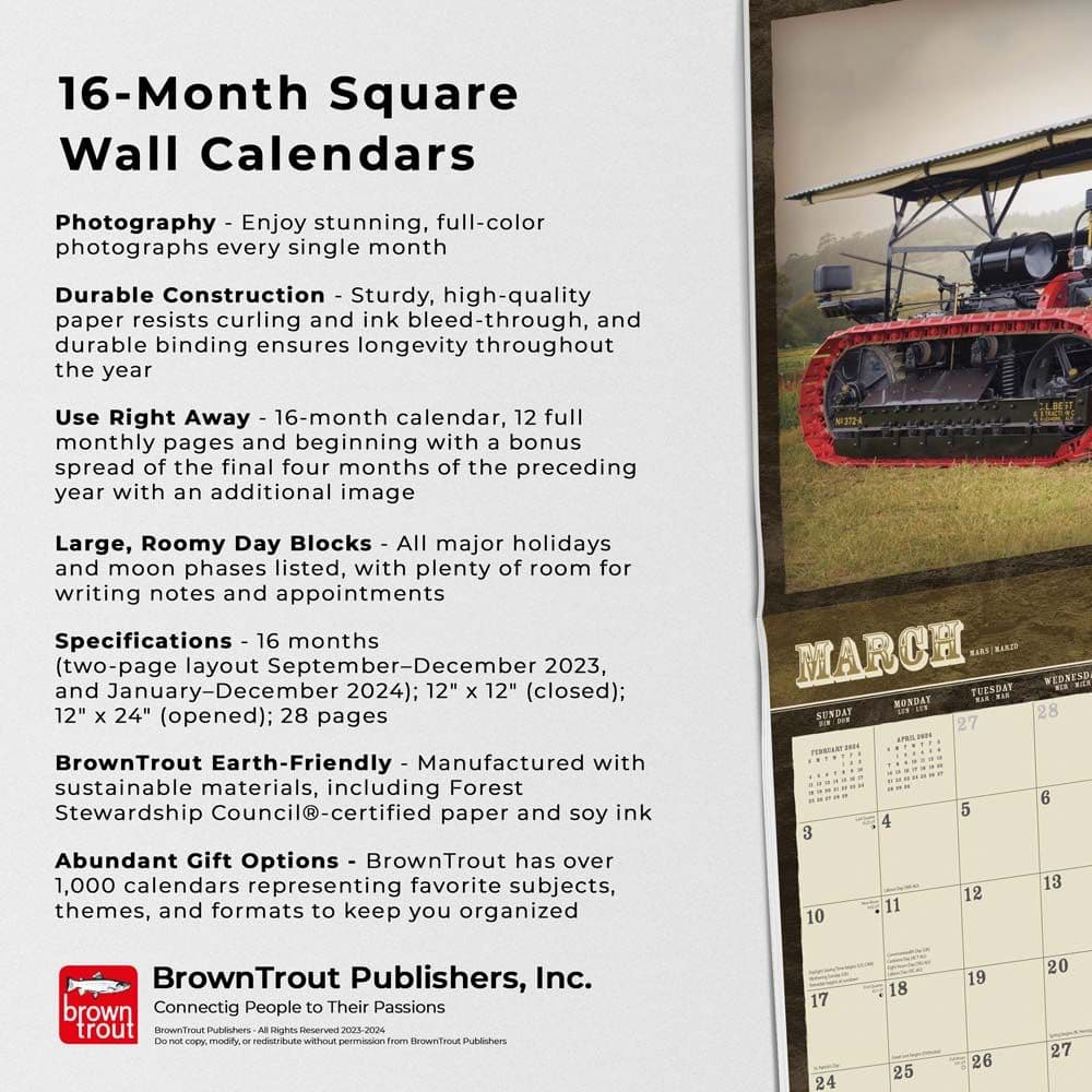 Tractors Vintage 2024 Wall Calendar Alternate Image 4