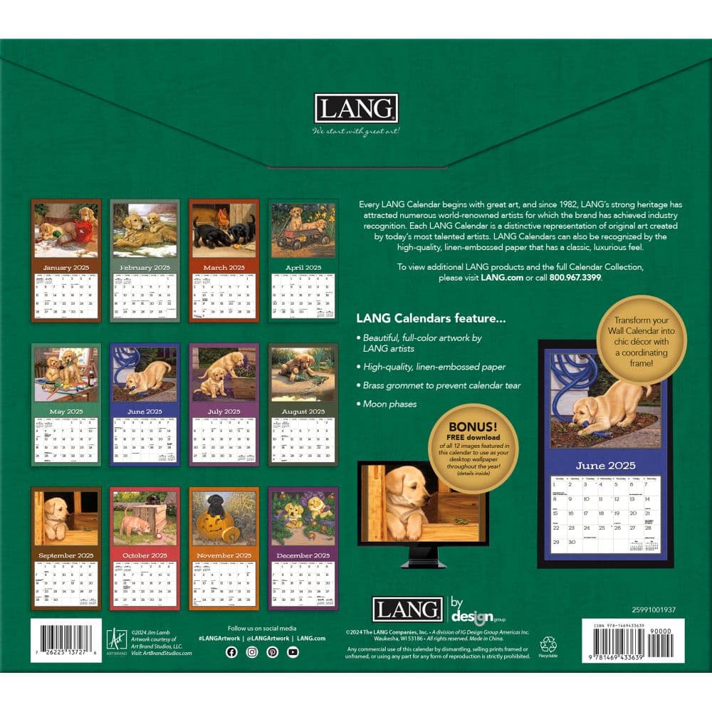 Puppy by Jim Lamb 2025 Wall Calendar