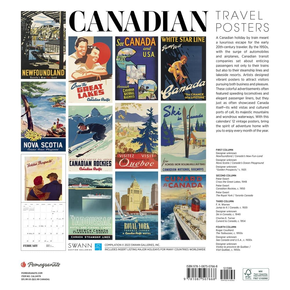 Canadian Travel Posters 2024 Poster Wall Calendar_ALT1