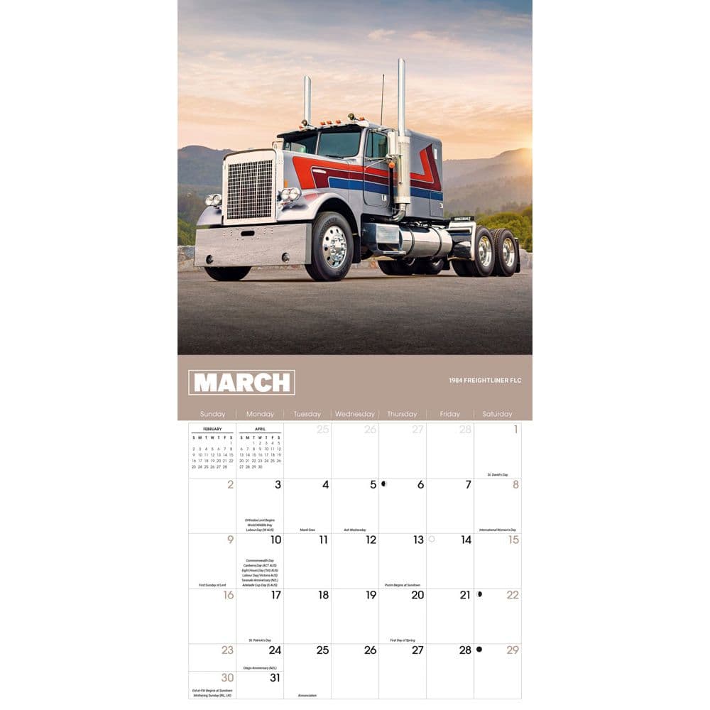 Trucks 2025 Wall Calendar