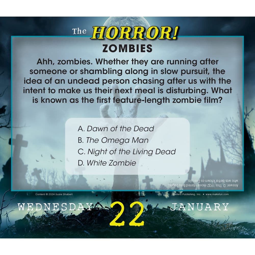 The Horror Terrifying Trivia 2025 Desk Calendar