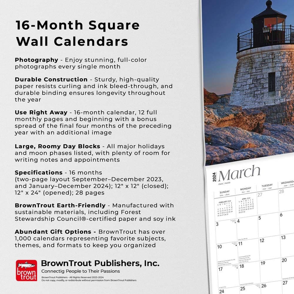 Lighthouses Atlantic Coast 2024 Wall Calendar Fourth Alternate  Image width=&quot;1000&quot; height=&quot;1000&quot;