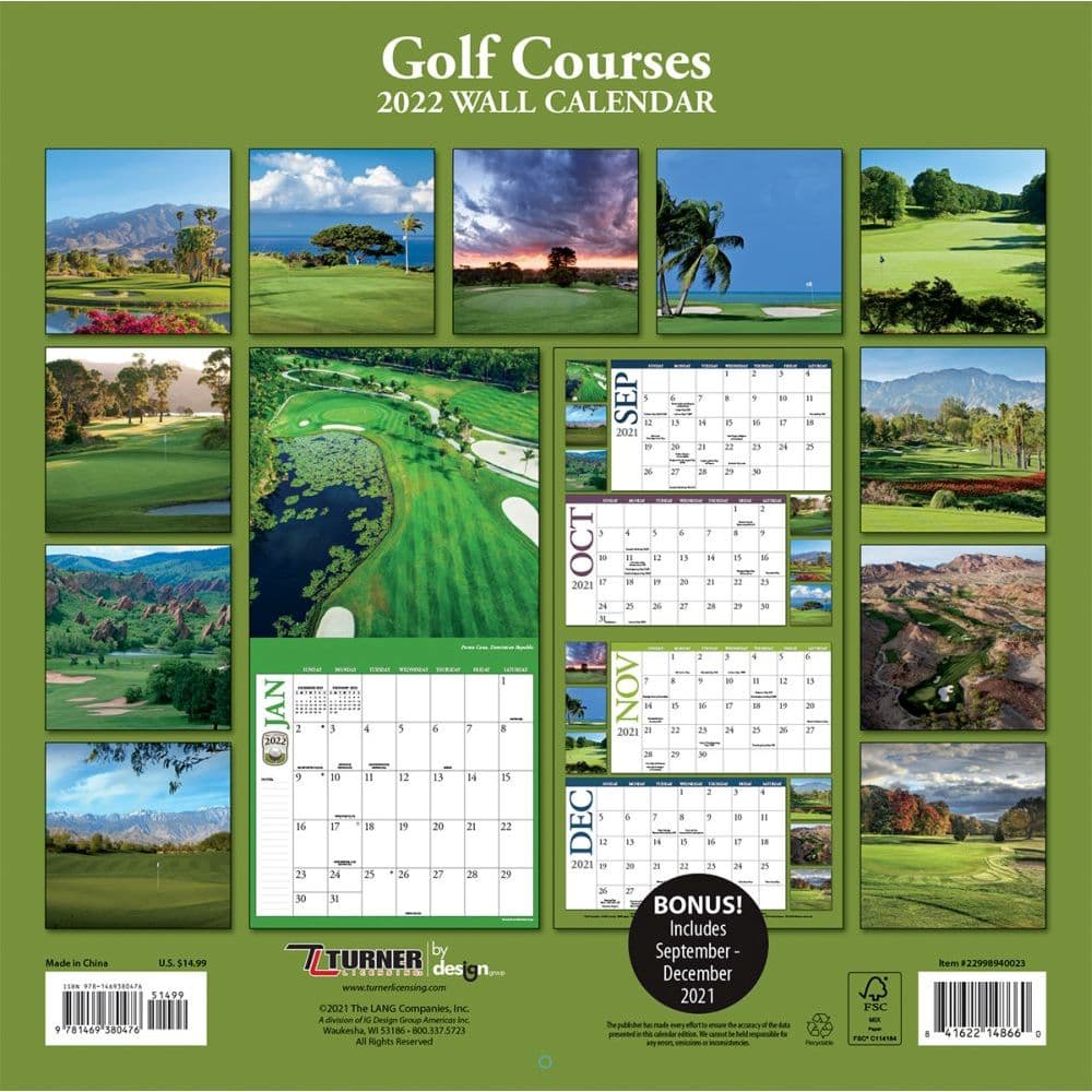 Golf Courses 2022 Wall Calendar - Calendars.com