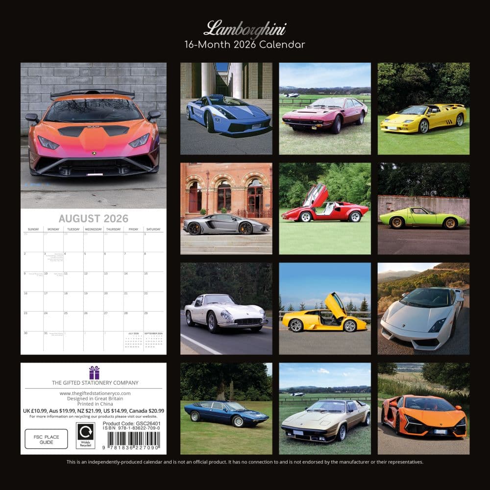 Lamborghini 2026 Wall Calendar First Alternate Image