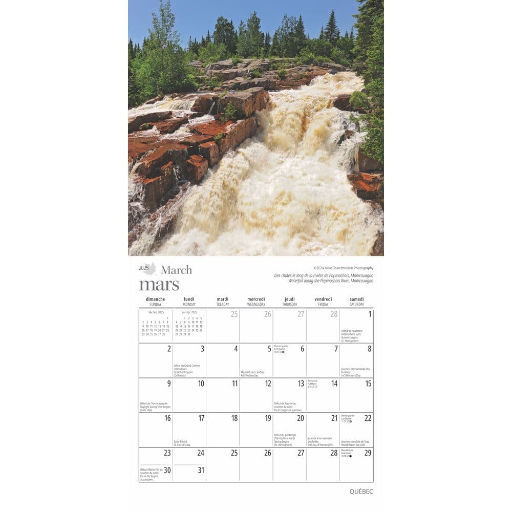 Quebec 2025 Mini Wall Calendar interior image