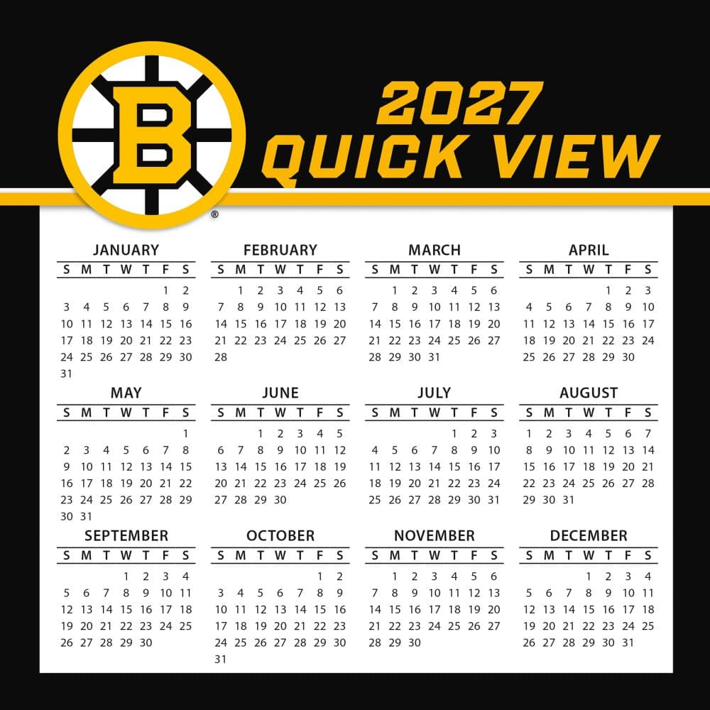 NHL Boston Bruins 2027 Desk Calendar Fourth Alternate Image