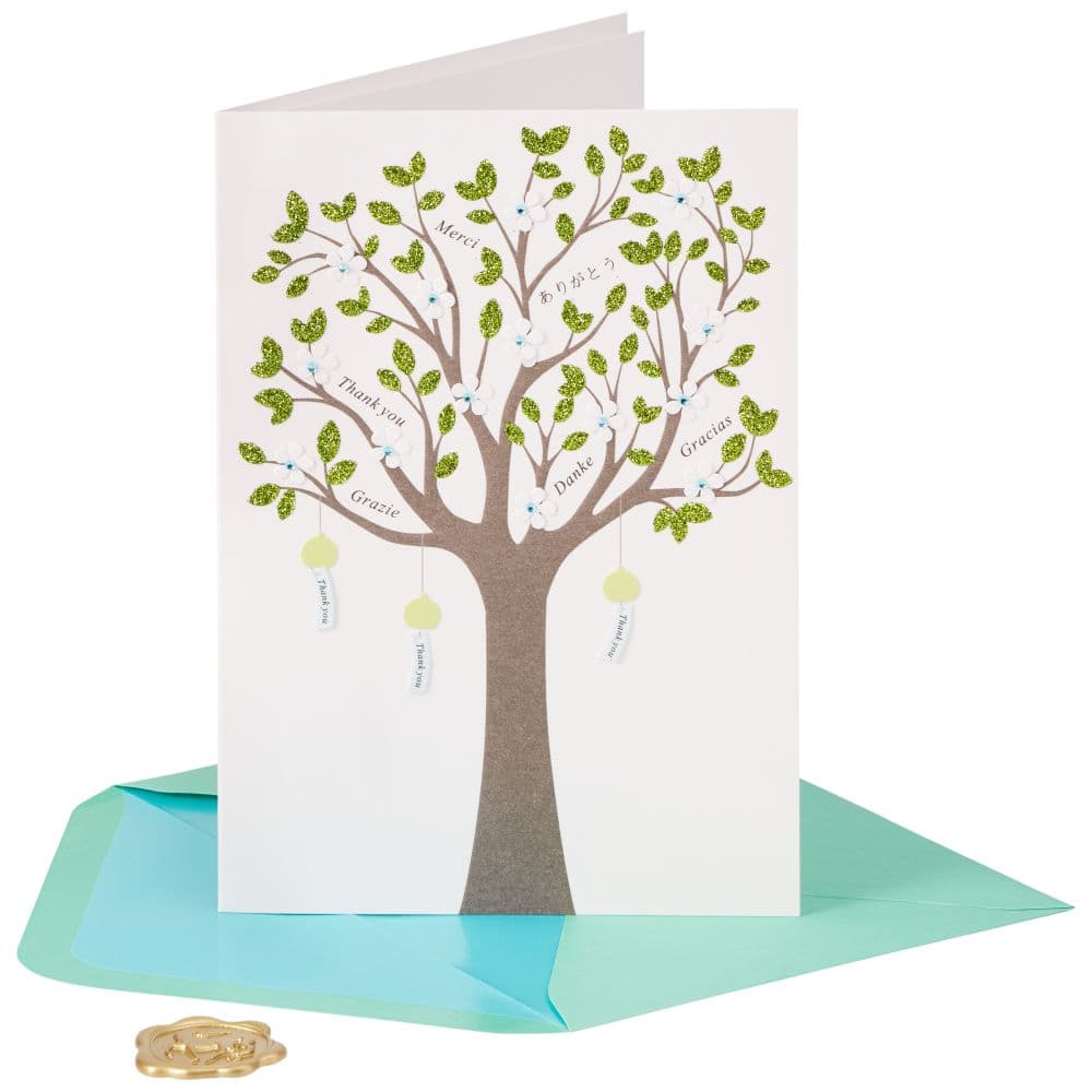 Glitter Tree Thank You Card Eighth Alternate Image width=&quot;1000&quot; height=&quot;1000&quot;