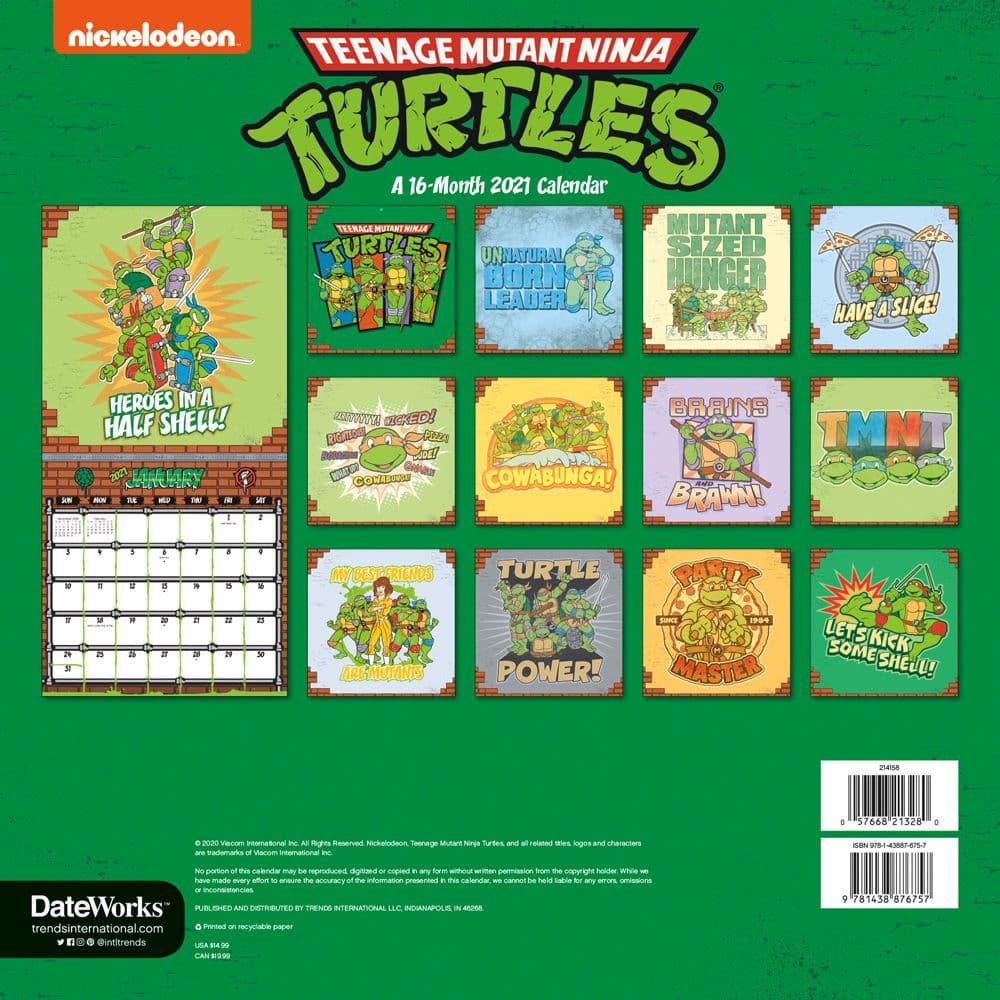 Teenage Mutant Ninja Turtles Wall Calendar