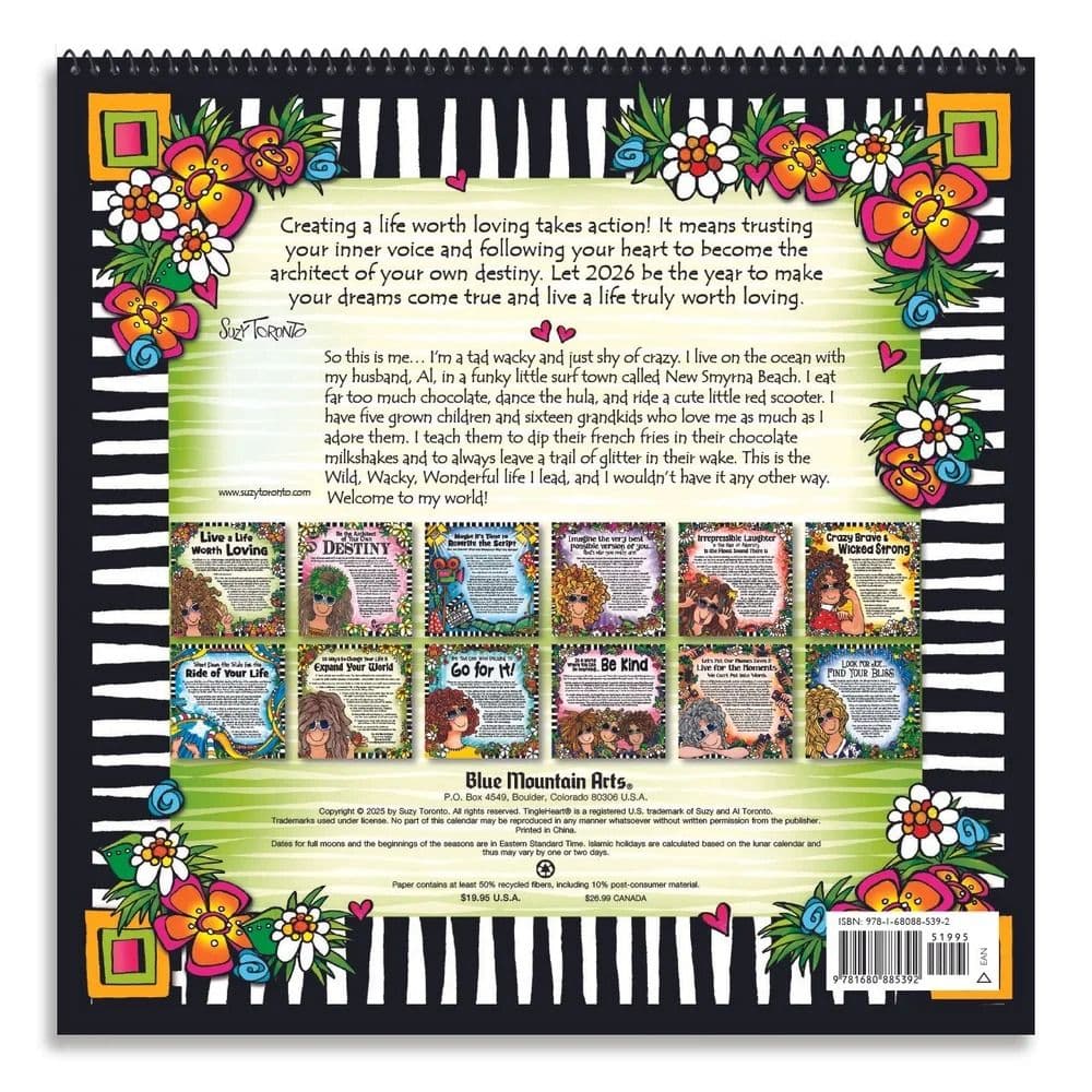 Live A Life Worth Loving 2026 Wall Calendar by Suzy Toronto