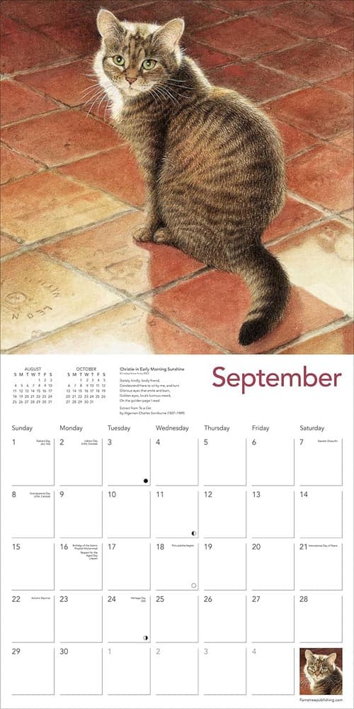 Ivory Cats 2024 Wall Calendar September