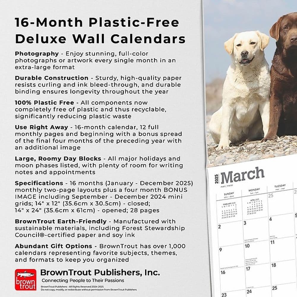 Lab Retriever Deluxe 2025 Wall Calendar Fifth Alternate Image