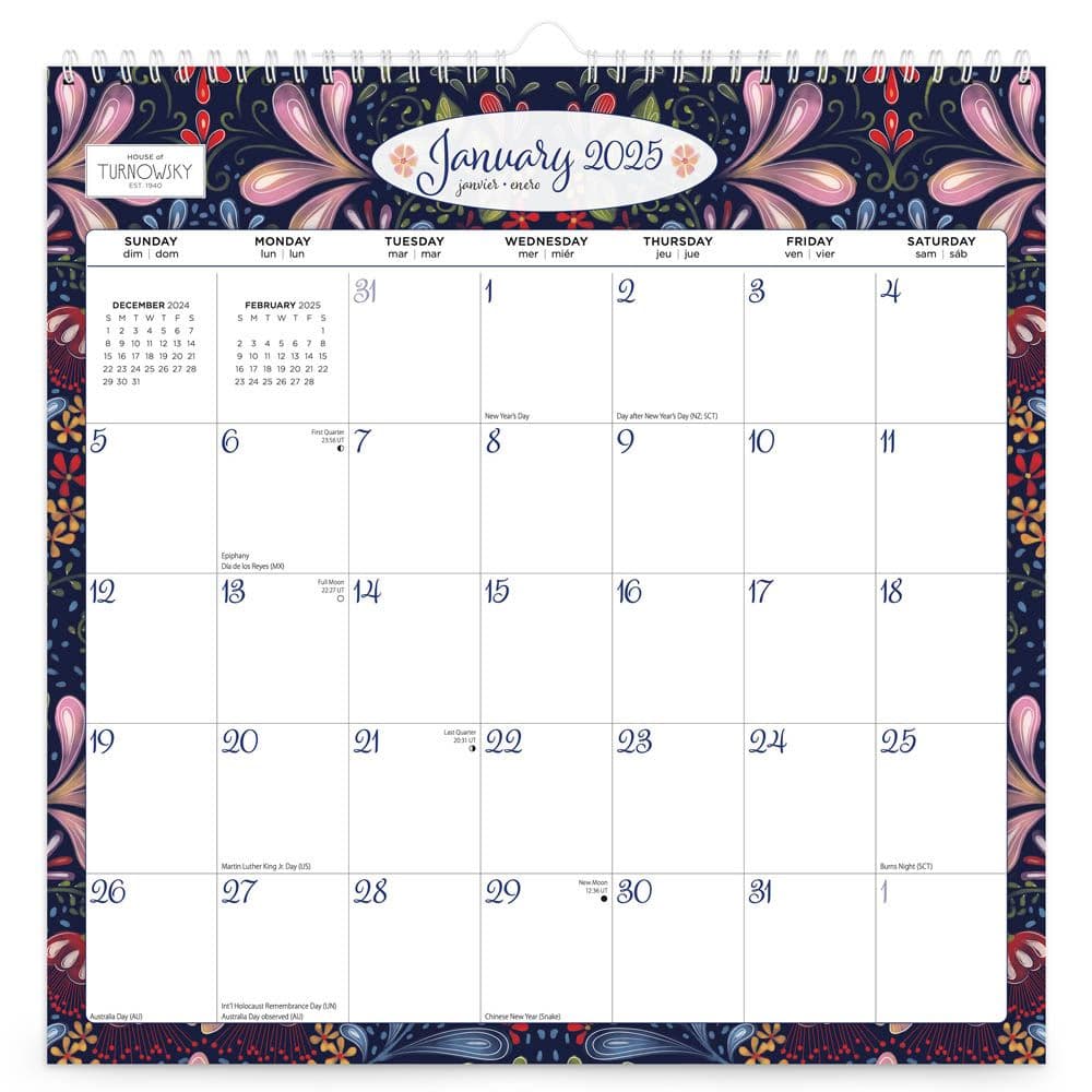 House of Turnowsky Spiral 2025 Wall Calendar