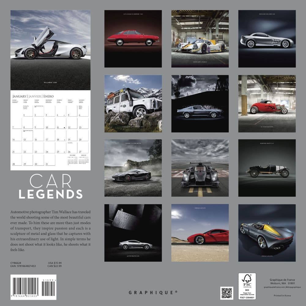 Car Legends 2025 Wall Calendar