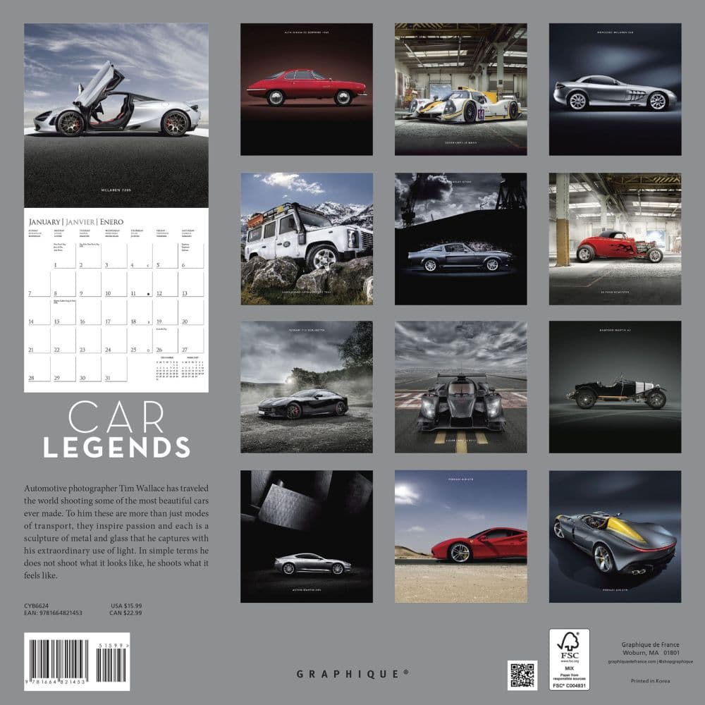 Car Legends 2024 Wall Calendar