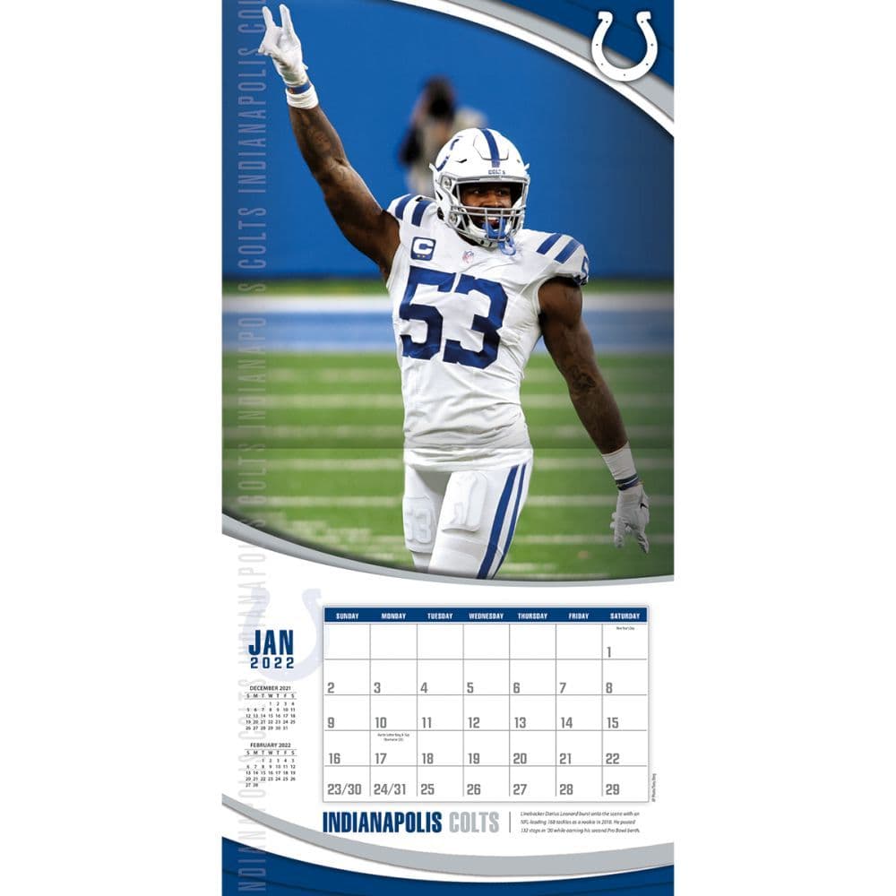 Indianapolis Colts Schedule 2022 Indianapolis Colts 2022 Wall Calendar - Calendars.com