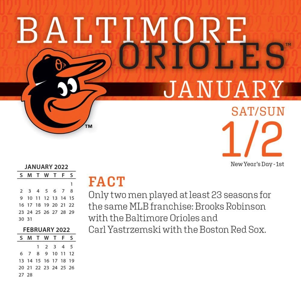 Mlb Baltimore Orioles 2022 Desk Calendar - Calendars.com