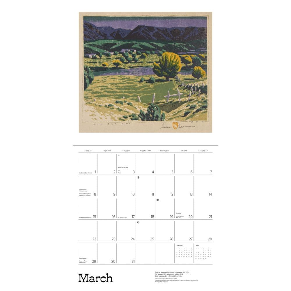 Gustave Baumann 2026 Wall Calendar Fifth Alternate Image