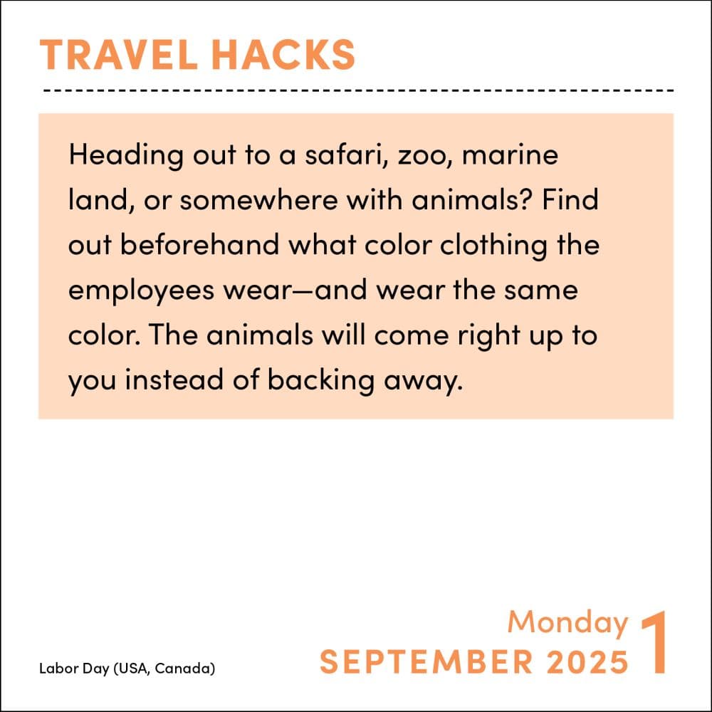 Travel Hacks 2025 Desk Calendar Fourth Alternate Image