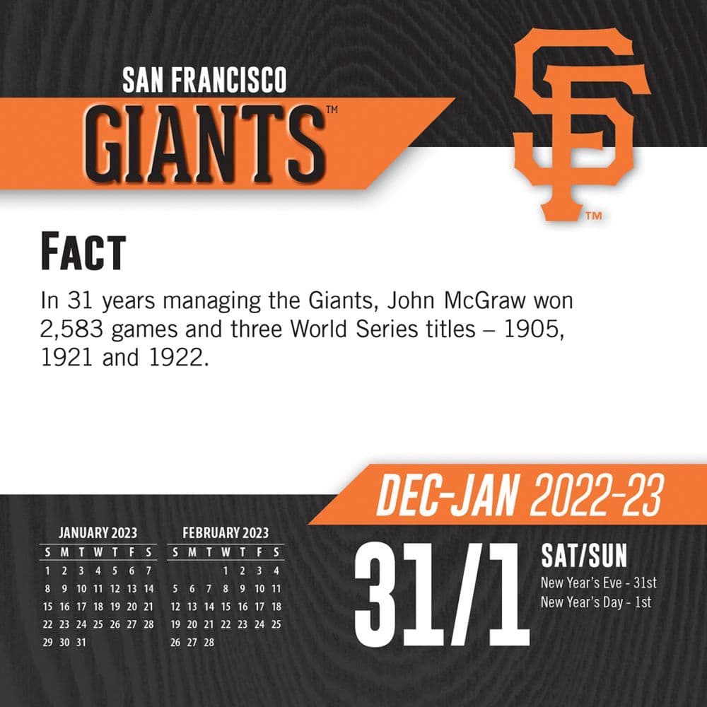 San francisco giants 2023 desk calendar calendars